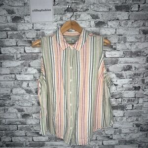 EUC Croft Barrow Multicolor Striped Sleeveless Button-Up Shirt Size 2X